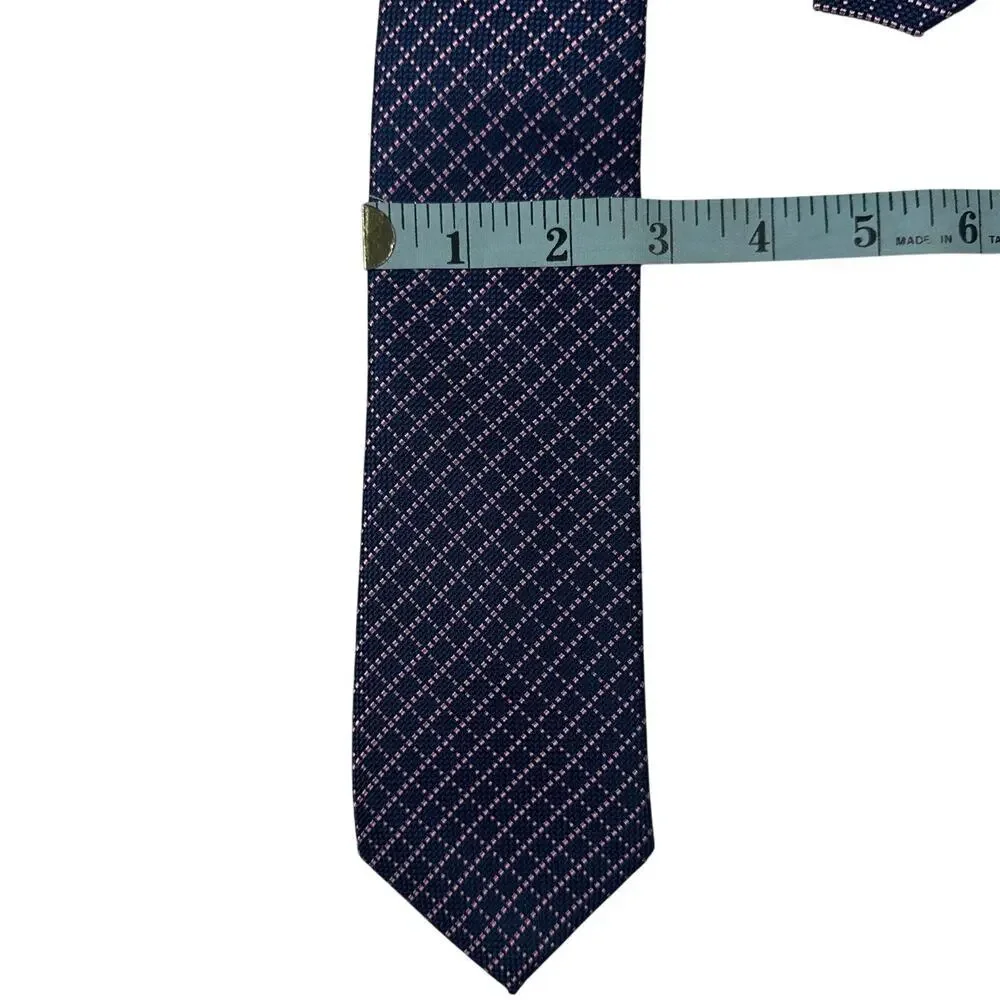 Black Brown 1826 100% Silk Mens Neck Tie Navy Blue Pastel Pink‎ Woven Plaid